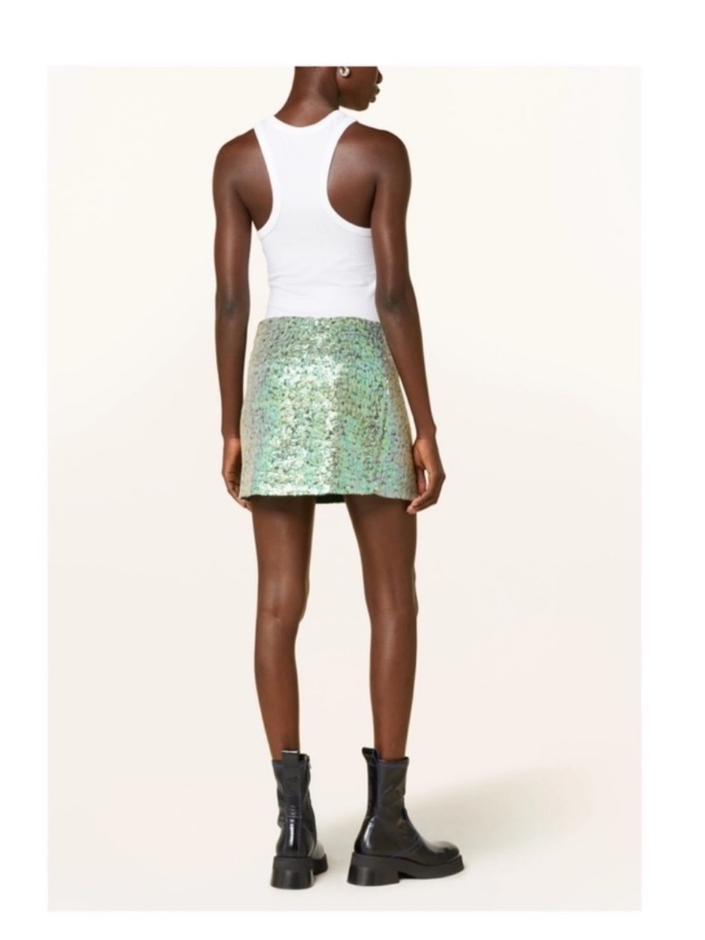 New! Helmut Lang Mirror Iridescent Sequin Mesh Mini Skirt - Picture 5 of 11